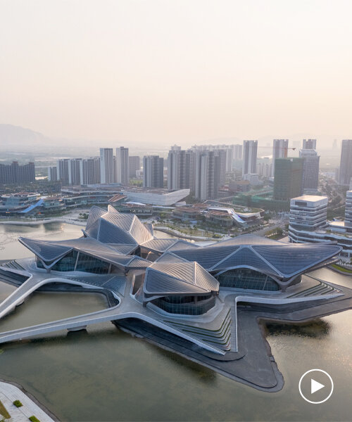 latticed-steel zhuhai jinwan civic art centre by zaha hadid architects opens in china